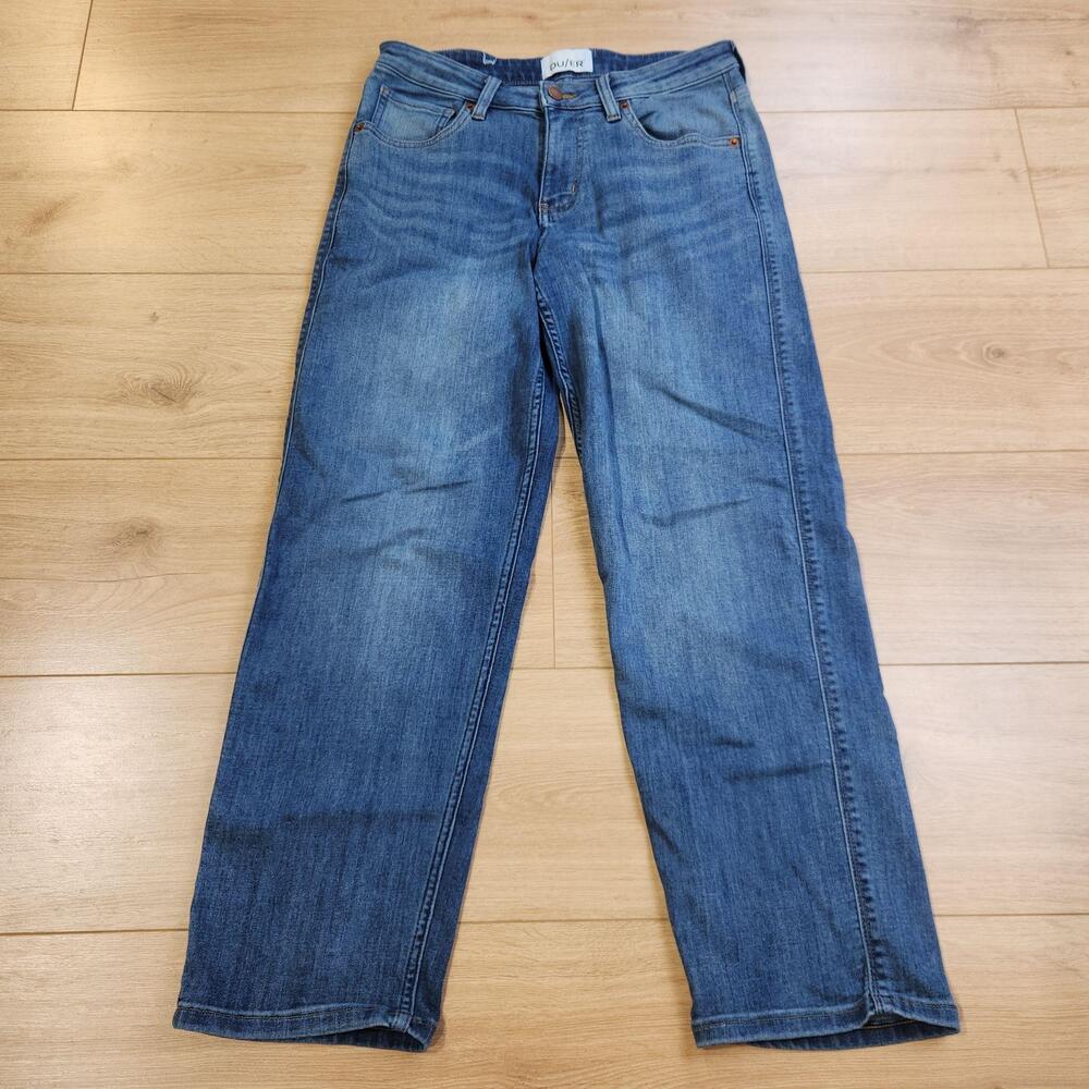 DU/ER Performance Jeans Womens 27x28 Blue Mid Rise Straight Stretch Denim Pants - Picture 1 of 11